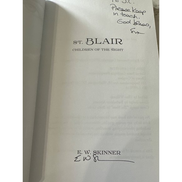St. Blair Children of the Night Signed by Author E. W. Skinner 2010 paranormal - Picture 3 of 6